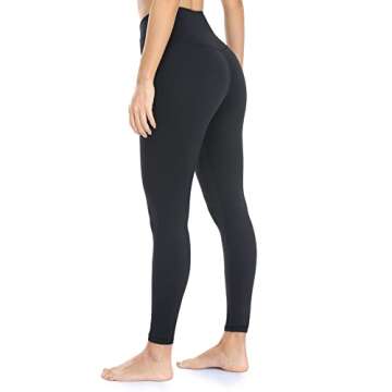 Colorfulkoala Women's Cross Waist Leggings with Pockets Full Length Yoga Pants (M, Black)