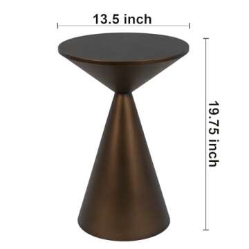 COVLON Small Drink Table, Round Martini Table, Drum End Table Side Table, Metal Accent Table,for Sma...