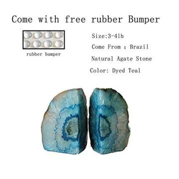 Unique Teal Agate Bookends for Home or Office Decor