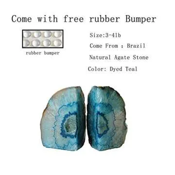 Unique Teal Agate Bookends for Home or Office Decor