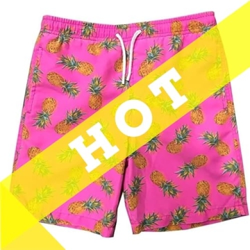 INGEAR Boys Quick Dry Swim Trunks UPF 50+ Pink Pineapple