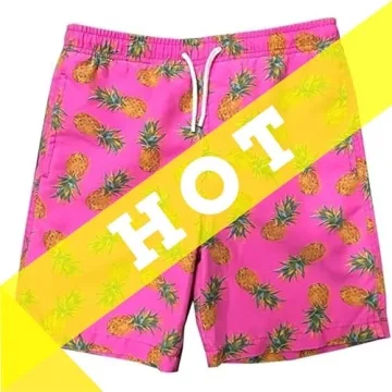 INGEAR Boys Quick Dry Swim Trunks UPF 50+ Pink Pineapple