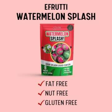 Efrutti Watermelon Splash (8 Count) Fruity Jelly Gummies, Eyeball Gummy, Plannet gummi TikTok, Individually Wrapped Soft Juicy and Sour Splash Liquid Center