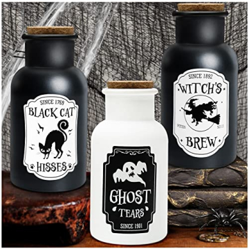 Set of 3 Apothecary Potion Bottles for Halloween Decor