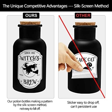 Set of 3 Apothecary Potion Bottles for Halloween Decor