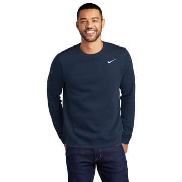 Nike Club Fleece Crew Men's Sweatshirt Crewneck (Navy, Medium)
