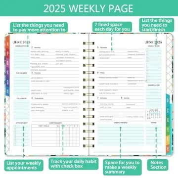 Stylish 2025 Planner with Weekly and Monthly Organization