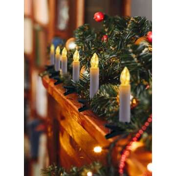Christmas Tree Candle String Lights with Clips - 50 LED Flameless Lights