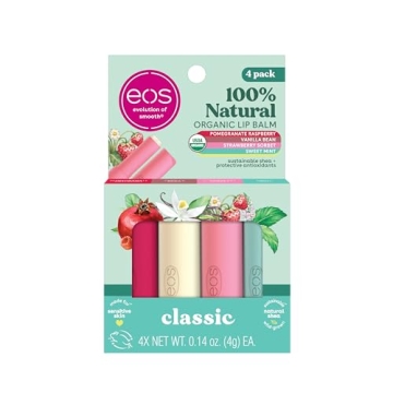 EOS 100% Natural & Organic Lip Balm Sticks - 4-Pack of Flavorful Care