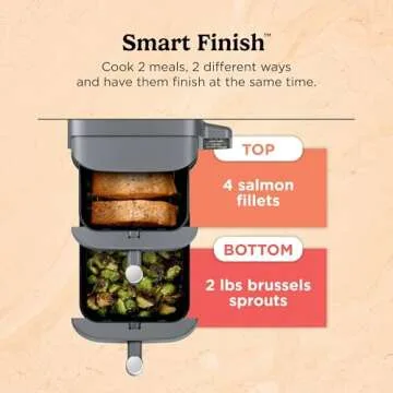 Ninja SL400 DoubleStack XL 2-Basket Air Fryer, Cooks 4 Foods at Once, Compact Design, 10 QT, 4-in-1, Smart Finish & Match Cook, Air Fry, Broil, Bake, Easy Meals, Easy Clean, Grey (Renewed)