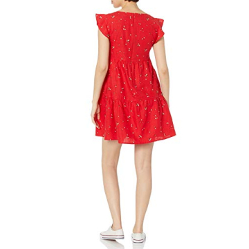 Goodthreads Women's Flutter-Sleeve Peasant Dress in Red - Stylish Comfort