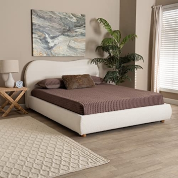 Baxton Studio Maya Platform Queen Bed in White/Oak Brown