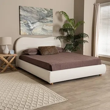 Baxton Studio Maya Platform Queen Bed in White/Oak Brown