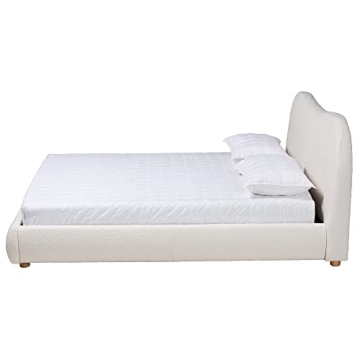 Baxton Studio Maya Platform Queen Bed in White/Oak Brown