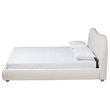 Baxton Studio Maya Platform Queen Bed in White/Oak Brown