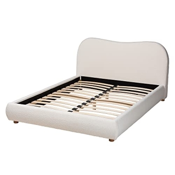 Baxton Studio Maya Platform Queen Bed in White/Oak Brown