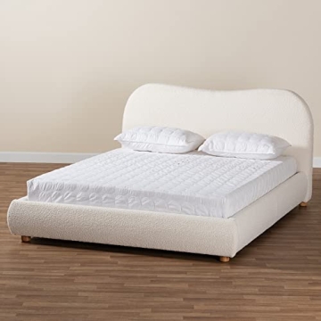 Baxton Studio Maya Platform Queen Bed in White/Oak Brown