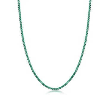 Dralox Sterling Silver 3mm Created Emerald Tennis Necklace Choker Tennis Chain Necklace Jewelry Gifts for Women 14"