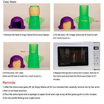 Asltw Angry Mama Microwave Oven Cleaner, Fast Action Steam Kitchen Gadget, Just Add Vinegar and Water (Green)