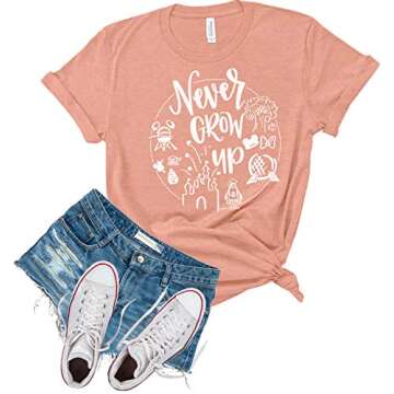 Never Grow Up Unisex T-Shirt - Trendy Graphic Tee for Disney