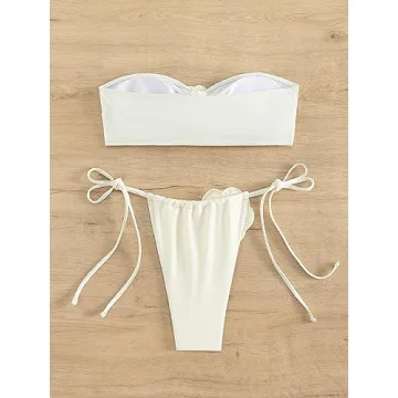 Stylish MakeMeChic 2 Piece Floral Tie Side Bikini Set