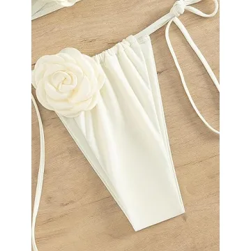 Stylish MakeMeChic 2 Piece Floral Tie Side Bikini Set