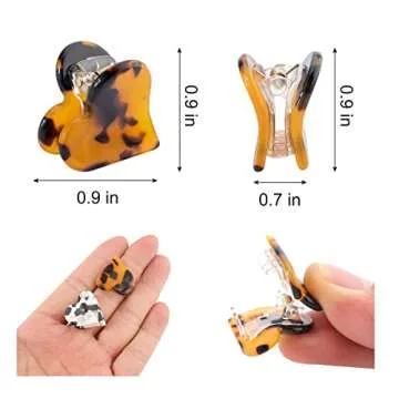 YISSION 10 PCS Heart Hair Clips, 0.9 Inch Cute Small Hair Clips Mini Claw Clips Tortoise Shell Leopa...