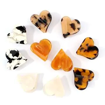 YISSION 10 PCS Heart Hair Clips, 0.9 Inch Cute Small Hair Clips Mini Claw Clips Tortoise Shell Leopard for Hair, Fashion Hair Accessories for Women Girls