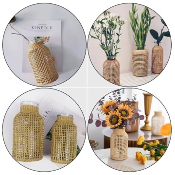 Elegant DOITOOL Glass Flower Vase with Rattan Cover