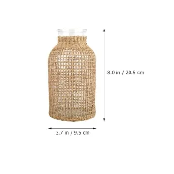 Elegant DOITOOL Glass Flower Vase with Rattan Cover