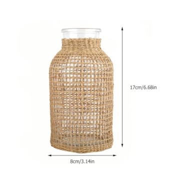 Elegant DOITOOL Glass Flower Vase with Rattan Cover