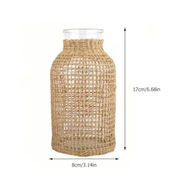 Elegant DOITOOL Glass Flower Vase with Rattan Cover