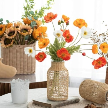 Elegant DOITOOL Glass Flower Vase with Rattan Cover