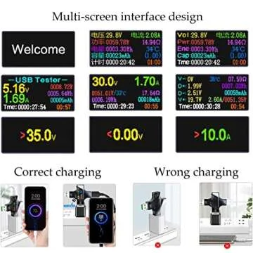 USB Tester Type C Meter - USB Digital Multimeter Amperage Power Capacity Reader & USB C Current Voltmeter & Voltage Monitor Tester & Amp Amperage Charging USB Detector Checker DC 0-30V/0-6.5A