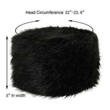 LA CARRIE Women's Faux Fur Hat for Winter with Stretch Cossack Russion Style(Black)
