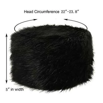 LA CARRIE Women's Faux Fur Hat for Winter with Stretch Cossack Russion Style(Black)