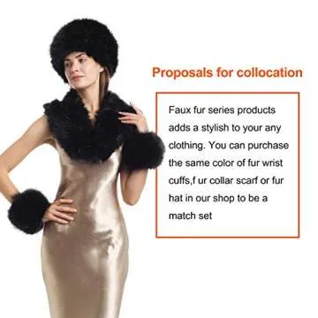 LA CARRIE Women's Faux Fur Hat for Winter with Stretch Cossack Russion Style(Black)