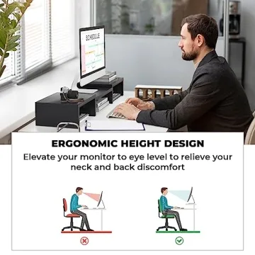 SUPERJARE Adjustable Dual Monitor Stand Riser for Desk