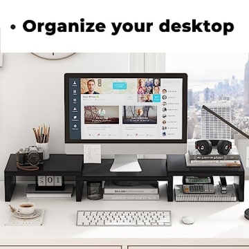 SUPERJARE Adjustable Dual Monitor Stand Riser for Desk