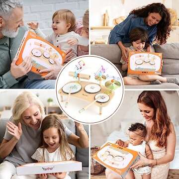 Kids Drum Set for Toddlers 1-3, Musical Instruments Toys for 1 Year Old Boy Girls Gifts, Wooden Montessori Toys 1 2 3 Year Old, 1st Christmas Birthday Gifts for Boys Girls Age 1-2