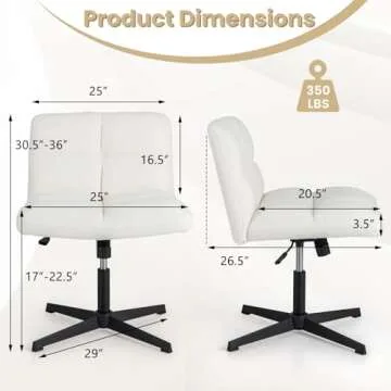 Giantex Criss Cross Chair - Faux Fur Armless Office Desk Chair with Adjustable Height