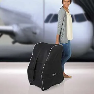 Jeep Child Car Seat Travel Bag with Wheels and Backpack Straps, Convenient Car Seat Cover for Airport Travel, Infant Carrier and Baby Carrier Travel Bag, Infant and Baby Gate Check Bag, Black