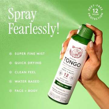Grand Tongo DEET-Free Green Tea + Mint Insect Repellent with Picaridin- The 12 Hour Protection, DEET Alternative