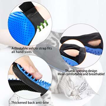 SSRIVER Pet Grooming Glove Hair Remover Brush Gentle Deshedding Efficient Pet Mitt Pet Massage Gloves Dog Cat Horse Long Short Fur (Pair - Right and Left Hand Blue, One Size Fits All)