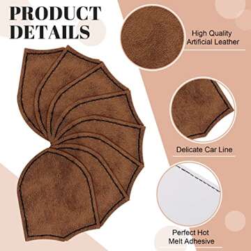 120 Pieces Rustic Leatherette Hat Patches with 8 Types of Shape Laser Engraving Blanks Patch Adhesive for Fabric Faux Leather Patch Repair Sewing Repair Patches (Khaki, Archaize Color)