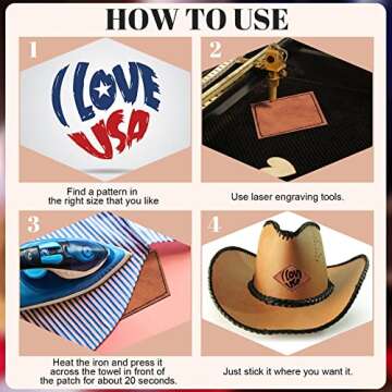 120 Pieces Rustic Leatherette Hat Patches with 8 Types of Shape Laser Engraving Blanks Patch Adhesive for Fabric Faux Leather Patch Repair Sewing Repair Patches (Khaki, Archaize Color)