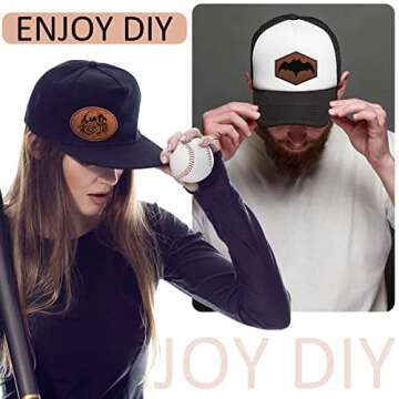 120 Pieces Rustic Leatherette Hat Patches with 8 Types of Shape Laser Engraving Blanks Patch Adhesive for Fabric Faux Leather Patch Repair Sewing Repair Patches (Khaki, Archaize Color)