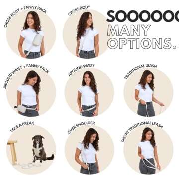 elby - Hands Free Dog Leash with Dog Treat Pouch - Cross Body and Waist Leash - Dog Training Leash w...