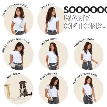 elby - Hands Free Dog Leash with Dog Treat Pouch - Cross Body and Waist Leash - Dog Training Leash w...