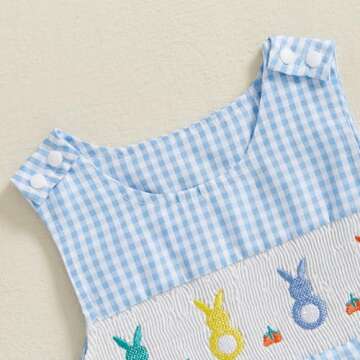 NEVUQO Baby Boy Easter Outfit Sleeveless Shorts Jumpsuit Romper Newborn Infant One Piece Clothes 0 3 6 9 12 18 Months (Blue Bunny, 6-12 Months)